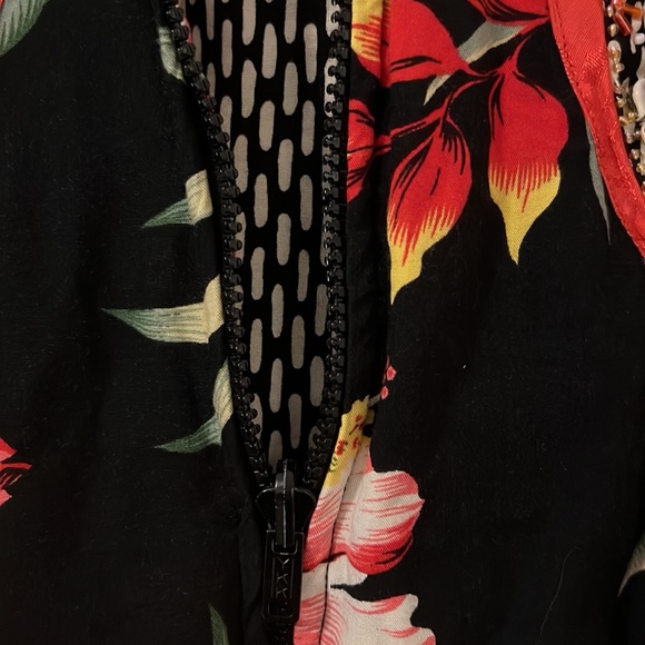Vanity hoodie Hawaiian Print SM black jacket coat beaded unique dark floral boho - Picture 5 of 10